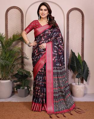 Premium cotton silk & soft flowing drape silk floral print sarees 1