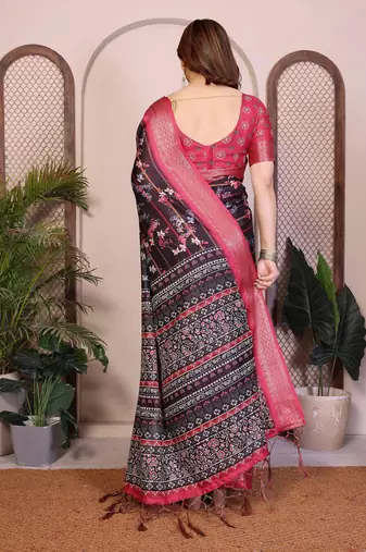 Premium cotton silk & soft flowing drape silk floral print sarees