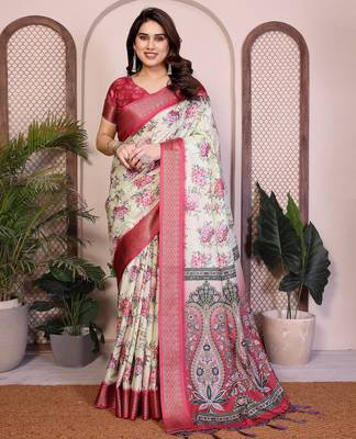 Premium cotton silk & soft flowing drape silk floral print sarees 1