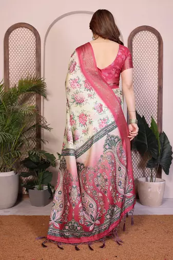 Premium cotton silk & soft flowing drape silk floral print sarees