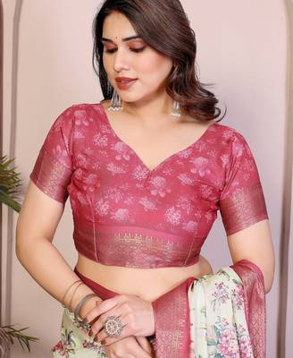 Premium cotton silk & soft flowing drape silk floral print sarees 4