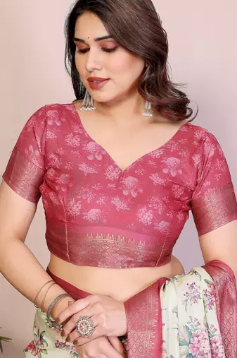 Premium cotton silk & soft flowing drape silk floral print sarees