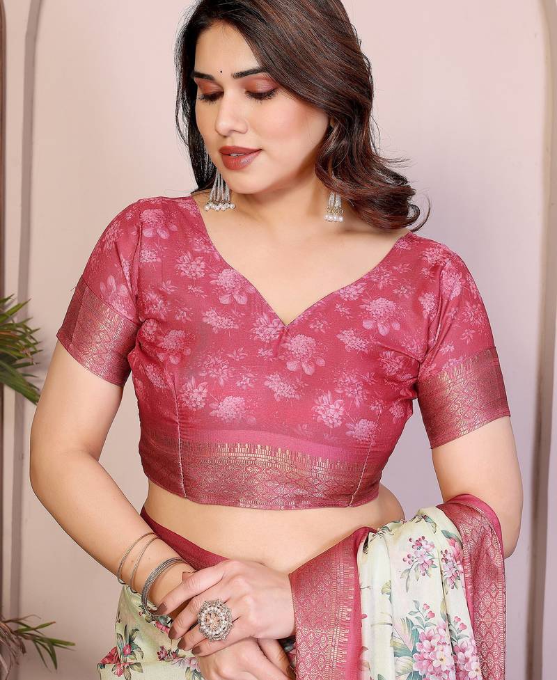 Premium cotton silk & soft flowing drape silk floral print sarees
