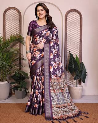 Premium cotton silk & soft flowing drape silk floral print sarees 1