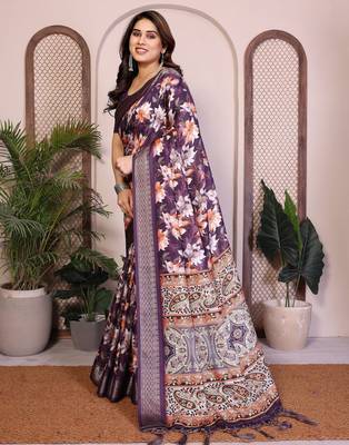 Premium cotton silk & soft flowing drape silk floral print sarees 2