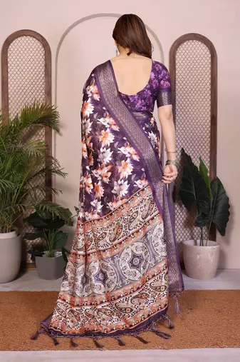 Premium cotton silk & soft flowing drape silk floral print sarees