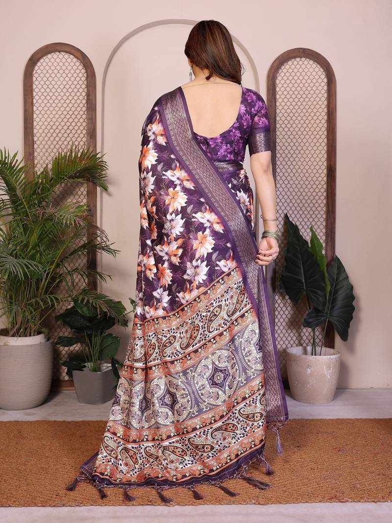 Premium cotton silk & soft flowing drape silk floral print sarees