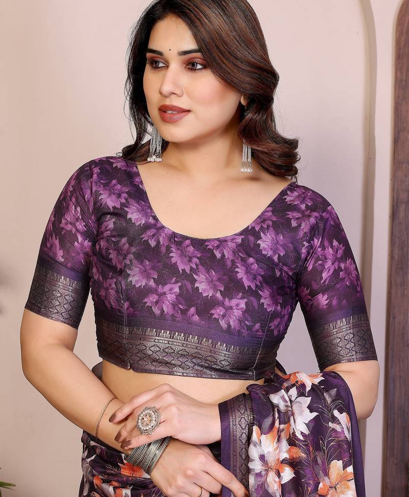 Premium cotton silk & soft flowing drape silk floral print sarees
