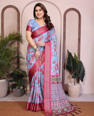 Premium cotton silk & soft flowing drape silk floral print sarees 1