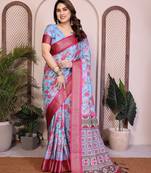 Premium cotton silk & soft flowing drape silk floral print sarees