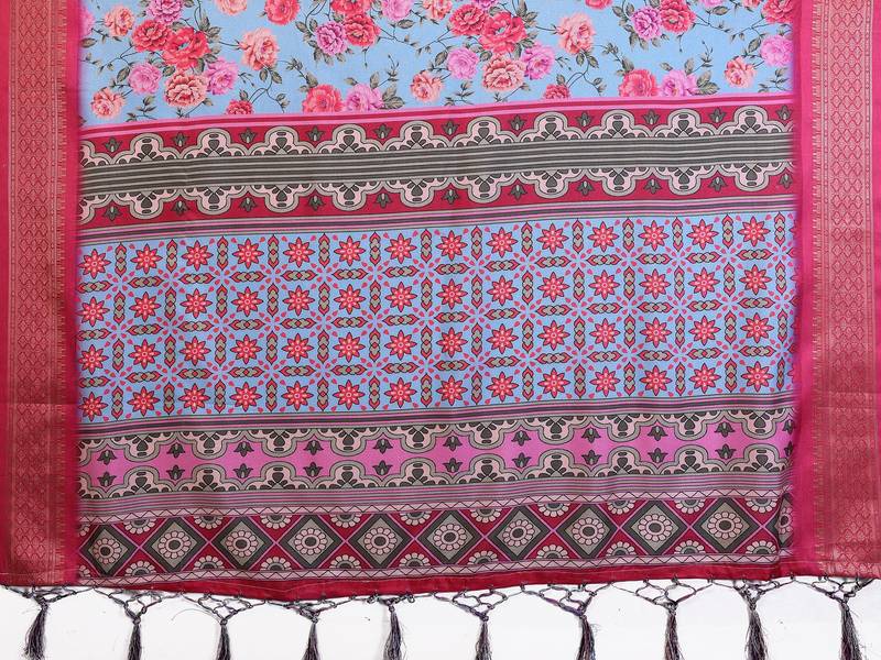 Premium cotton silk & soft flowing drape silk floral print sarees