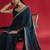 Blue heavy rangoli silk with embroidery sequence  & coding work lace border saree with blouse