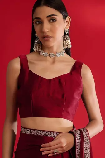 Red heavy rangoli silk with embroidery sequence  & coding work lace border saree with blouse