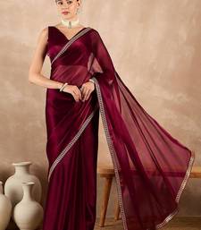 Magenta heavy rangoli with embroidery sequence fancy lace border with blouse