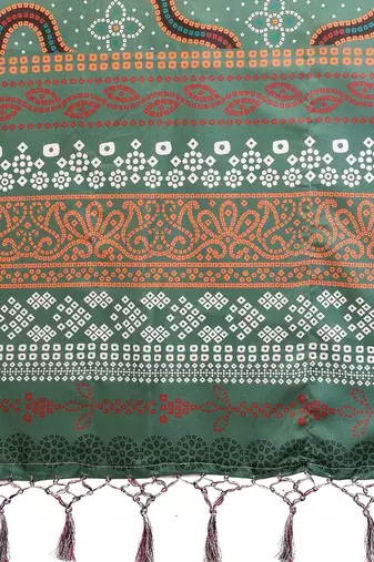 Premium soft aura cotton silk &  bandhej print saree with blouse