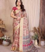 Premium soft aura cotton silk &  bandhej print saree with blouse