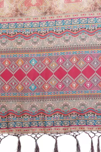 Premium soft aura cotton silk &  bandhej print saree with blouse