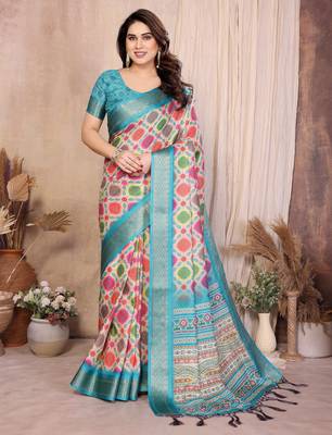 Premium soft aura cotton silk &  bandhej print saree with blouse 1
