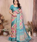 Premium soft aura cotton silk &  bandhej print saree with blouse