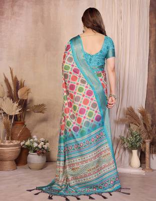 Premium soft aura cotton silk &  bandhej print saree with blouse 3