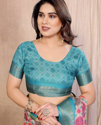 Premium soft aura cotton silk &  bandhej print saree with blouse 4