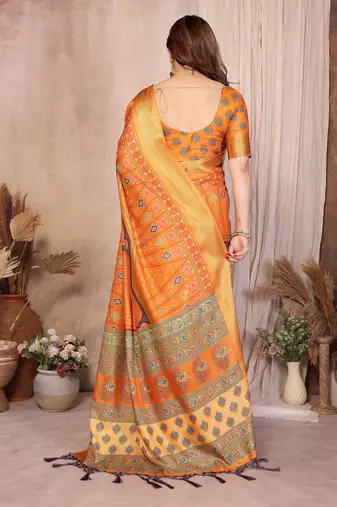 Premium soft aura cotton silk &  bandhej print saree with blouse