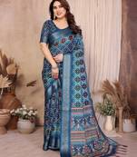 Premium soft aura cotton silk &  bandhej print saree with blouse
