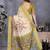 Olive cotton silk digital print & jequared fancy tassel blouse