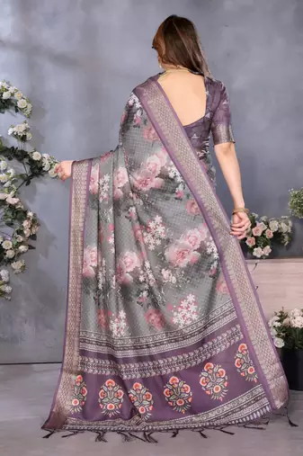 Wine cotton silk digital print & jacquard fancy blouse