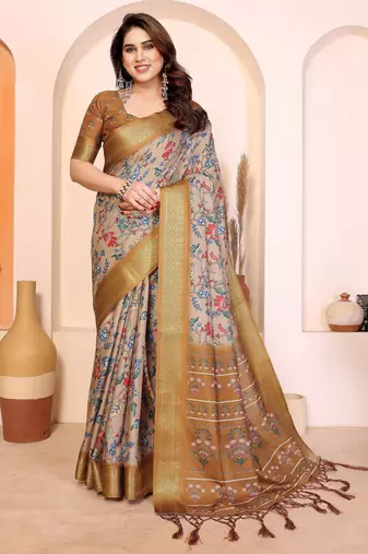 Premium cotton silk & kalamkari print for an elegant look with blouse