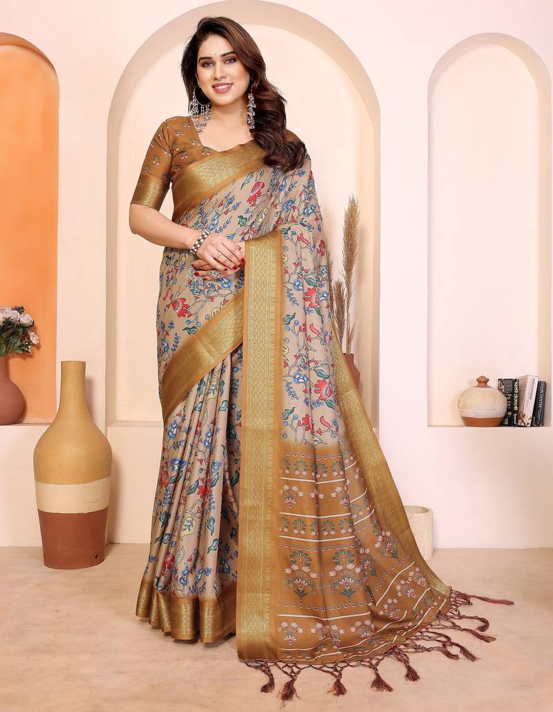 Premium cotton silk & kalamkari print for an elegant look with blouse