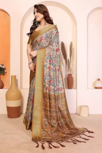 Premium cotton silk & kalamkari print for an elegant look with blouse