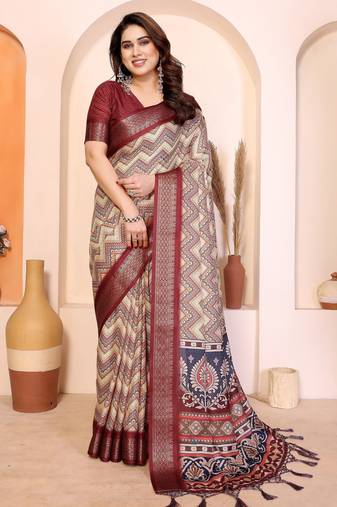 Premium cotton silk & kalamkari print for an elegant look with blouse