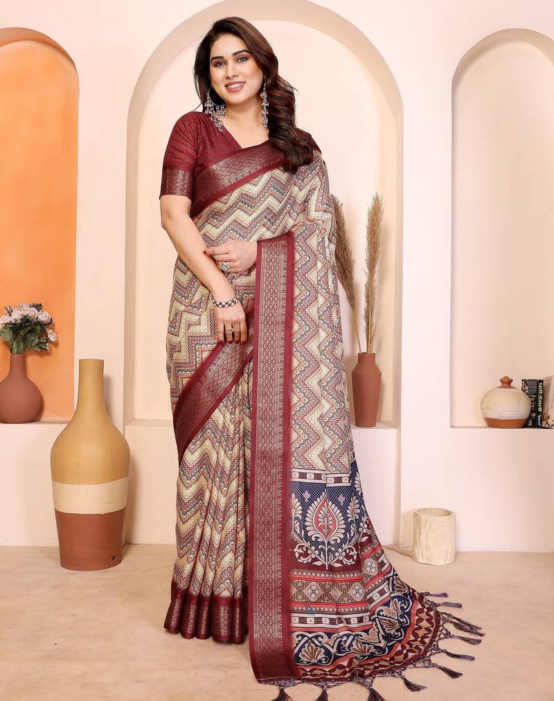 Premium cotton silk & kalamkari print for an elegant look with blouse