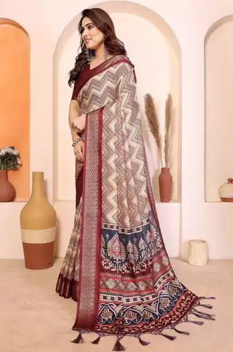 Premium cotton silk & kalamkari print for an elegant look with blouse