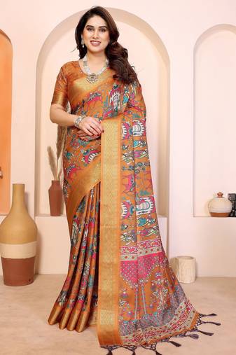 Premium cotton silk & kalamkari print for an elegant look with blouse