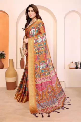 Premium cotton silk & kalamkari print for an elegant look with blouse