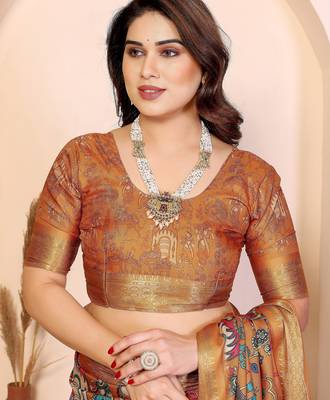 Premium cotton silk & kalamkari print for an elegant look with blouse 4