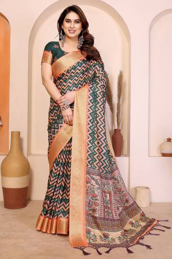 Premium cotton silk & kalamkari print for an elegant look with blouse