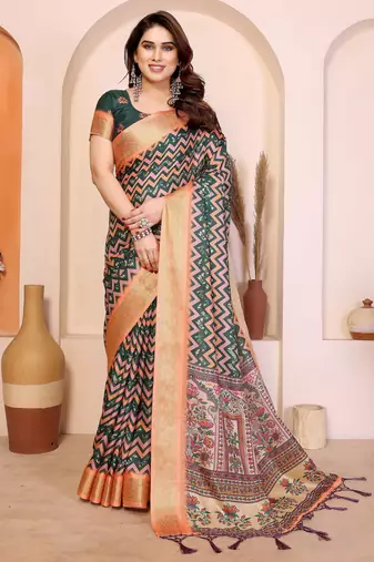 Premium cotton silk & kalamkari print for an elegant look with blouse