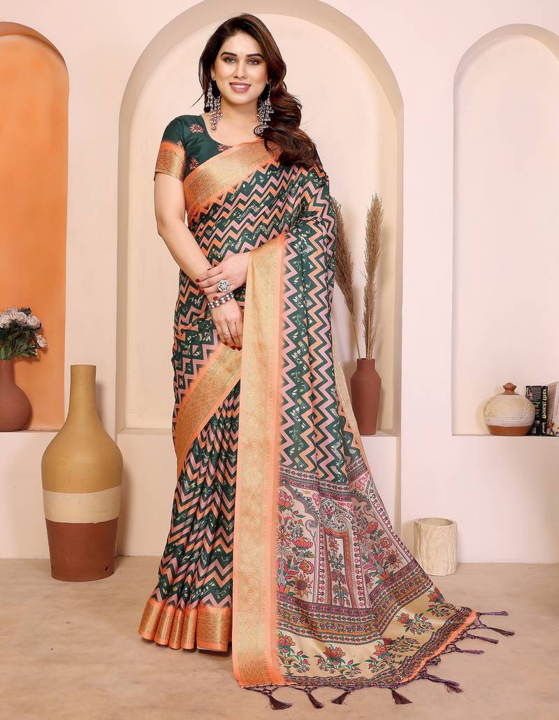 Premium cotton silk & kalamkari print for an elegant look with blouse
