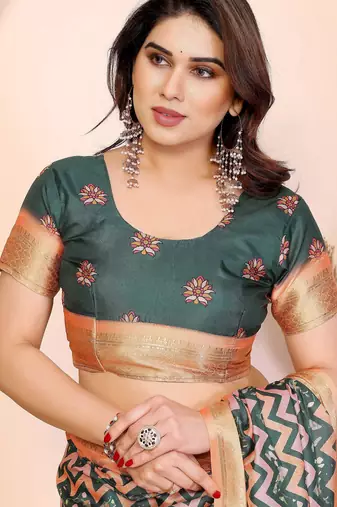 Premium cotton silk & kalamkari print for an elegant look with blouse