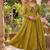Women's new trendy olive green embroidered anarkali suit with pant & dupatta set