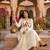 Women's new trendy white embroidered anarkali suit with pant & dupatta set