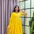 yellow color multi-sequin and zari embroidered faux blooming georgette gown set