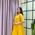 yellow color multi-sequin and zari embroidered faux blooming georgette gown set