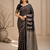 Black Color Combination Of Silver And Gold Zari Weaving, Intricate Mango Motifs Viscose Satin Silk Saree