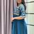 teal color multi-sequin and zari embroidered faux blooming georgette gown set