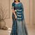 Blue Color Combination Of Silver And Gold Zari Weaving, Intricate Mango Motifs Viscose Satin Silk Saree