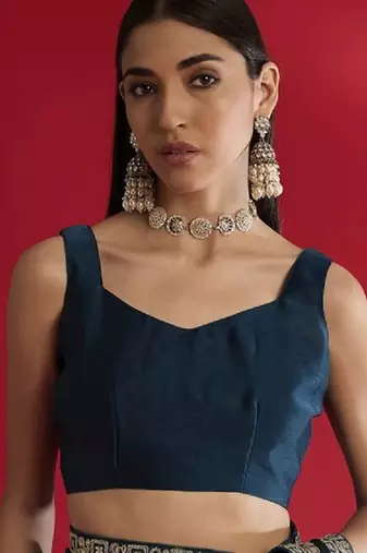Blue heavy rangoli silk with embroidery sequence  & coding work lace border saree with blouse